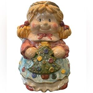 VTG whimsical Cottagecore granny country Christmas cute chubby angel cookie jar